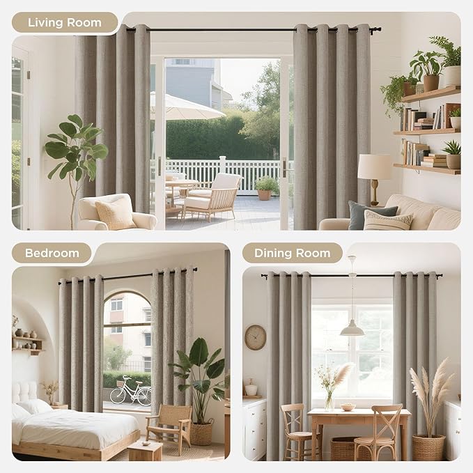 Joydeco Linen Blackout Room Divider Curtains, Extra Wide Sliding Door Drapes Living Room Curtains, 1 Panel 100W x 84L Inch Patio Door Drapes for Room Privacy