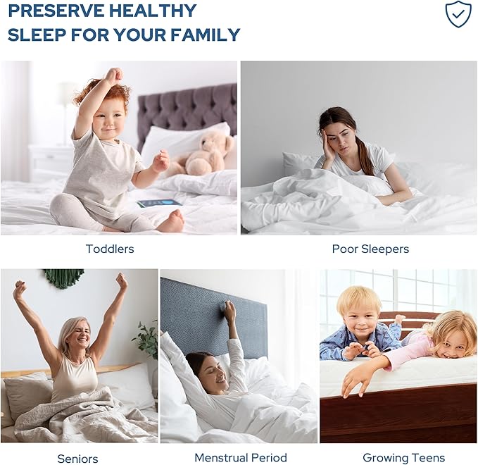 2 Pack Waterproof Mattress Protector, Twin Size Mattress Pad with Deep Pocket Fitted Up to 6-15 inches, Soft Noiseless Single Bed Mattress Cover for Bedroom, Dorm Room