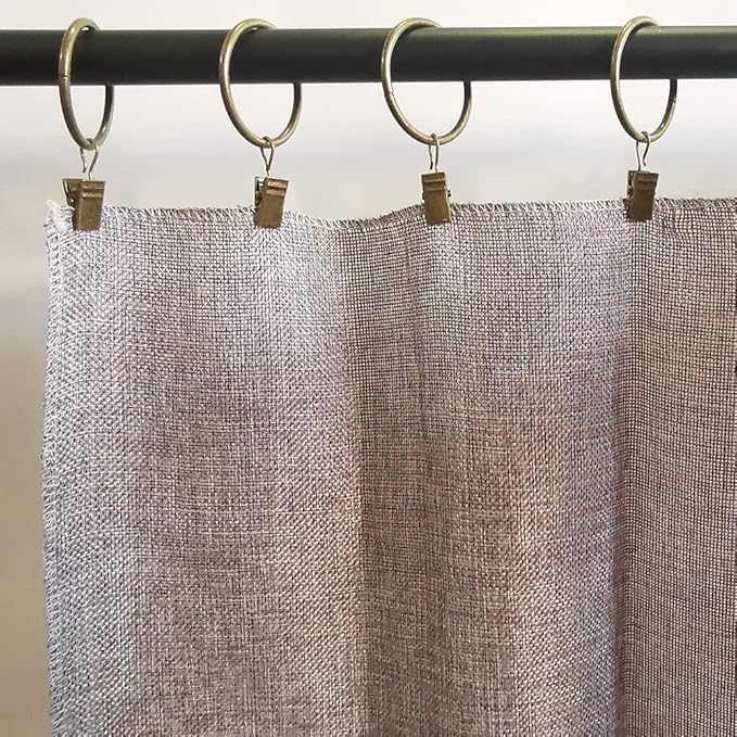 100 Pack Bronze Curtain Rings with Clips, Curtain Hooks Hangers Clip Rings for Hanging Drapes Bows Hat, Drapery Rings 1.5 in I D, Fits up to 1.2 in Diameter Curtain Rod.