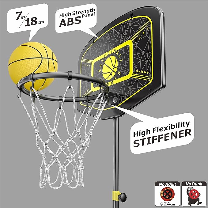 Kids Basketball Hoop Indoor Outdoor Portable Adjustable Height 3.6ft-6.2ft Toddler Basketball Hoop for Kids Boys Girls Age 3 4 5 6 7 8 Little Kids Basketball Goal Backyard Sports Toy Game Gifts
