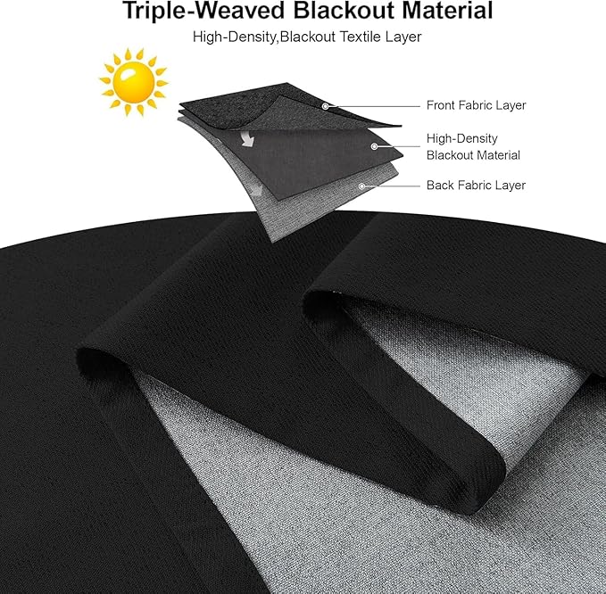 Joydeco Custom 100% Blackout Curtains 1 Panel, Grommet Thermal Insulated Curtains& Drapes, Room Darkening Drapes for Bedroom Living Room Window (Custom Size, Black)