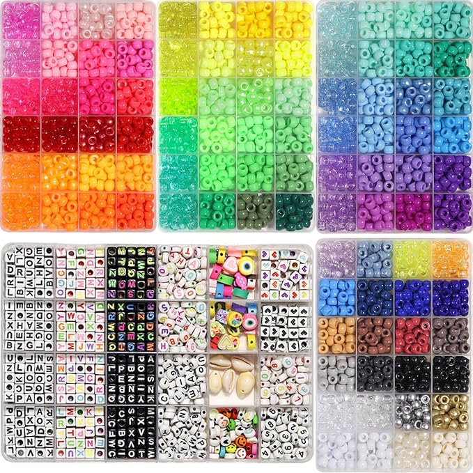 JULIMAIDONG 11500Pcs Pony Beads, Beads for Bracelets Making, Multi-Colored Hair Beads for Hair Braids, 144 Colors Kandi Friendship Bracelet Beads Jewelry Making Kits for Craft (144Color)
