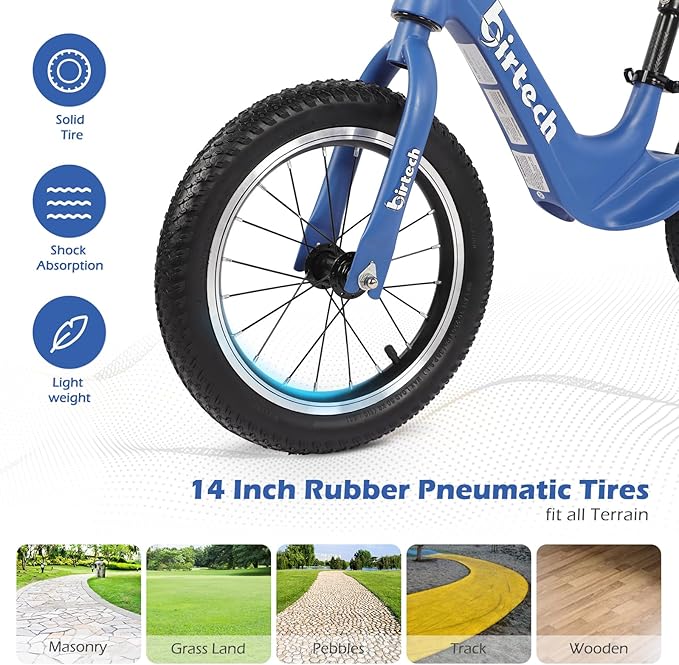 14" Kids Balance Bike for 3,4,5,6 Year Old Boys and Girls, Air Tires with Magnesium Alloy Frame, Lightweight No Pedal Toddler Training Bicycle
