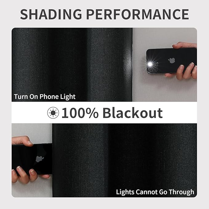 Joydeco Custom Charcoal Grey Textured Total Blackout Curtain for Bedroom and Living Room. Grommet Textured Thermal Insulated Room Darkening Curtain 1 Panel (Custom Size and Color)