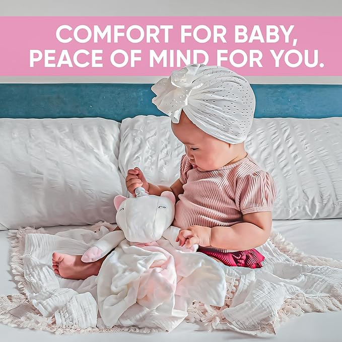 4-in-1 Sound Machine, Baby Lovey, Blanket - White Noise & Lullaby Plush Unicorn Calms & Reduces Wakeups, Helps Toddler Sleep Longer - Proven Sleep Aid -Musical BPA-Free, Machine Washable Newborn Gift