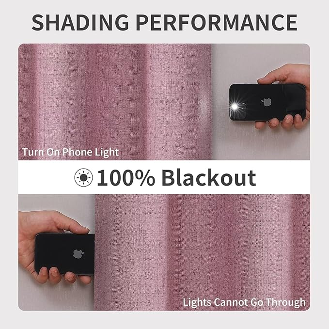 Joydeco Custom Pink Textured Total Blackout Curtain for Bedroom and Living Room. Grommet Textured Thermal Insulated Room Darkening Curtain 1 Panel (Custom Size and Color)