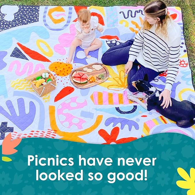 Jumbo Picnic Rug, Large Picnic Mat, 6'7" x 6'7", Outdoor Waterproof Picnic Blanket Beach Mat, Foldable & Waterproof, Picnic Blankets Ideal for Beach & Park, Outdoor Blanket, Pop Pip Pow
