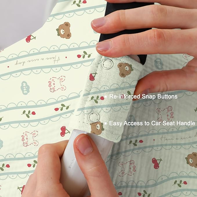 100% Muslin Cotton Car Seat Cover Baby, Carseat Canopy Cover, Universal Fit Stroller Covers for Boys and Girls (Nice Day)