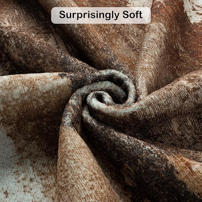 Kelarea Living Room Rug, 9x12 Rug Modern Abstract Washable Rugs, Brown Vintage Low Pile Carpet, Non Slip Large Rugs for Bedroom, Dining Room, College Dorm, Home Office