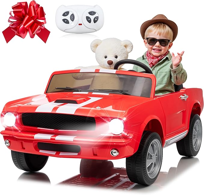 24V 2 Seater Ride on Toys, Licensed Shelby Cobra Kids Power Car Wheeler Ride On Toy w/ 2WD/4WD Switchable, Remote Control, 19" Spacious Seat, 4 Spring Suspension, Music, Bluetooth