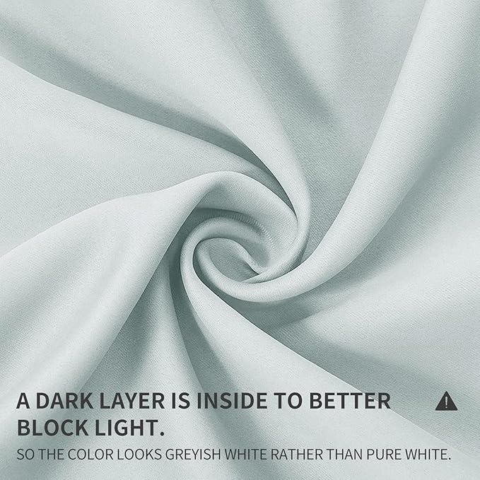 Joydeco White Curtains 63 Inches Long 2 Panels Set, Thermal Insulated Long Curtains& Drapes 2 Burg, Room Darkening Grommet Drapes for Living Room Bedroom Window (W52 x L63 Inch, Greyish White)