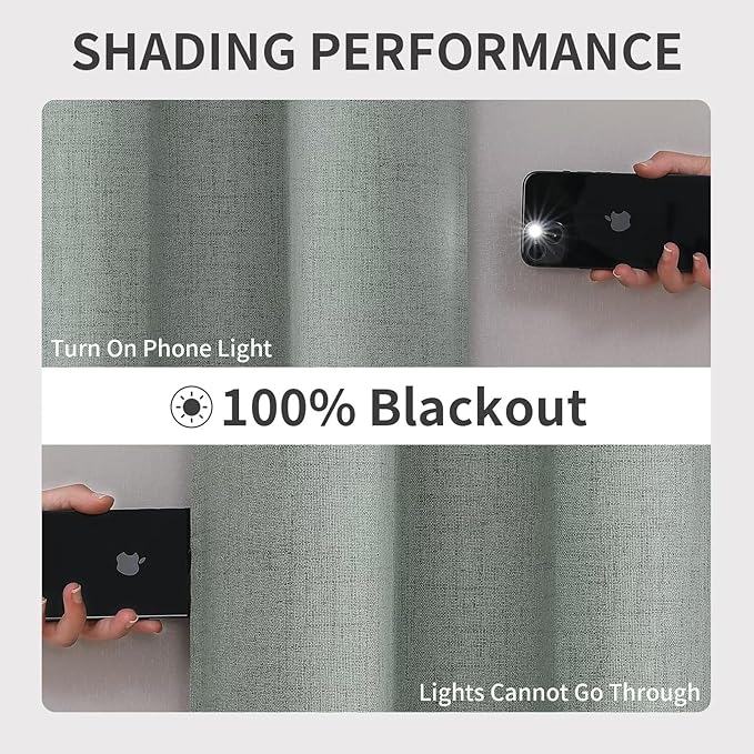 Joydeco Custom Sage Green Textured Total Blackout Curtain for Bedroom and Living Room. Grommet Textured Thermal Insulated Room Darkening Curtain 1 Panel (Custom Size and Color)