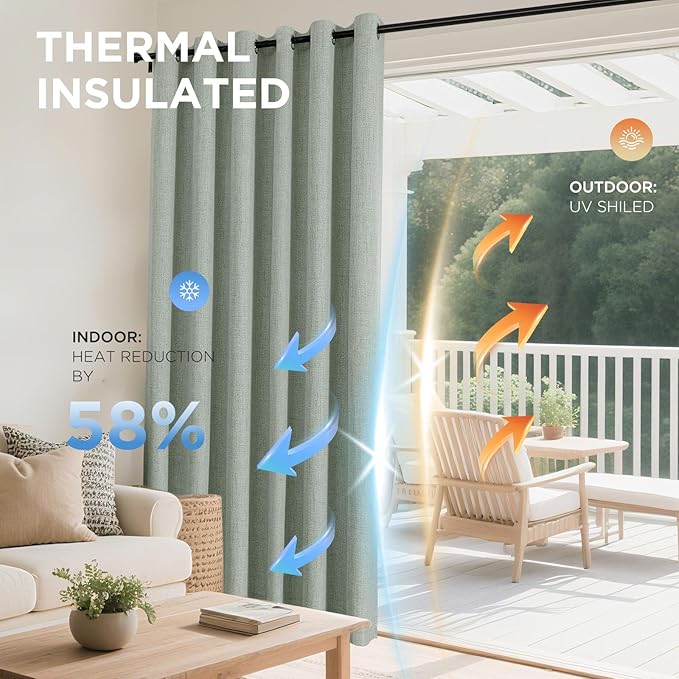 Joydeco Blackout Curtains 95 Inches Long 2 Panels Burg, Room Darkening Curtains for Bedroom, 100% Black Out Textured Thermal Drapes Privacy Protection 2 Panels Set(W52 x L95 Inch, Sage Green)