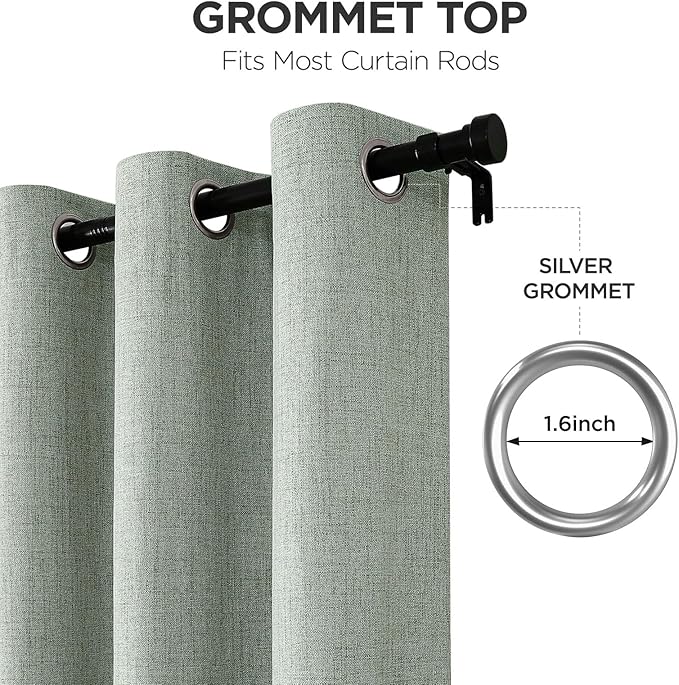 Joydeco Blackout Curtains 95 Inches Long 2 Panels Burg, Room Darkening Curtains for Bedroom, 100% Black Out Textured Thermal Drapes Privacy Protection 2 Panels Set(W52 x L95 Inch, Sage Green)