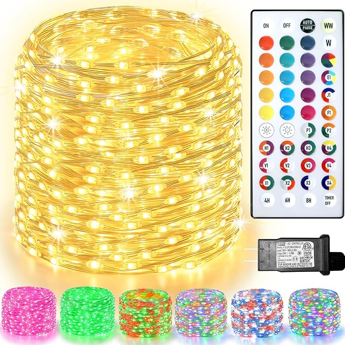 300 LED Fairy Lights Color Changing, 98 FT 35 Colors String Lights with Remote, 17 Single Color & 18 Holiday Colors, Christmas Twinkle Light Plug in for Bedroom Holiday Wedding Indoor Party Decor