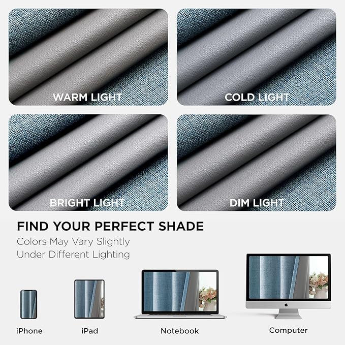 Joydeco Blackout Curtains 84 Inches Long 2 Panels Burg, Room Darkening Curtains for Bedroom, 100% Black Out Textured Thermal Drapes Privacy Protection 2 Panels Set(W52 x L84 Inch, Sky Blue)