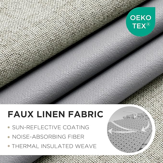 Joydeco Blackout Curtains 120 Inches Long 2 Panels Burg, Room Darkening Curtains for Bedroom, 100% Black Out Textured Thermal Drapes Privacy Protection 2 Panels Set(W52 x L120 Inch, Light Beige)