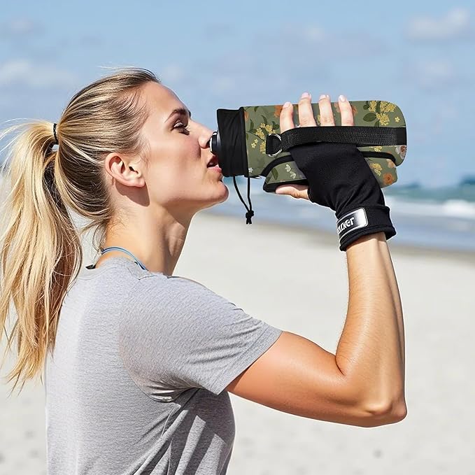 25/32/40/64oz Water Bottle Bag Holder Carrier-Insulated Crossbody Sling Case Sleeve with Strap & Pockets for Men Women Gym Cycling Travel Walking Hiking Camping