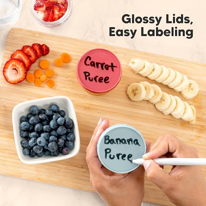 KeaBabies 4pk 8oz Glass Baby Food Containers with Lids - Leak-Proof, Microwavable Small Glass Jars, Baby Purees & Toddler Snack Storage Containers, BPA-Free, Dishwasher & Freezer Safe (Sage)