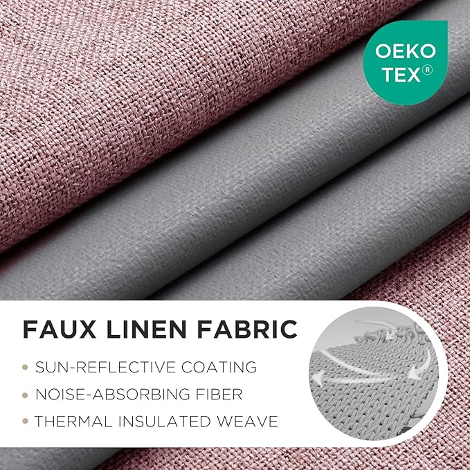 Joydeco Blackout Curtains 84 Inches Long 2 Panels Burg, Room Darkening Curtains for Bedroom, 100% Black Out Textured Thermal Drapes Privacy Protection 2 Panels Set(W52 x L84 Inch, Pink)