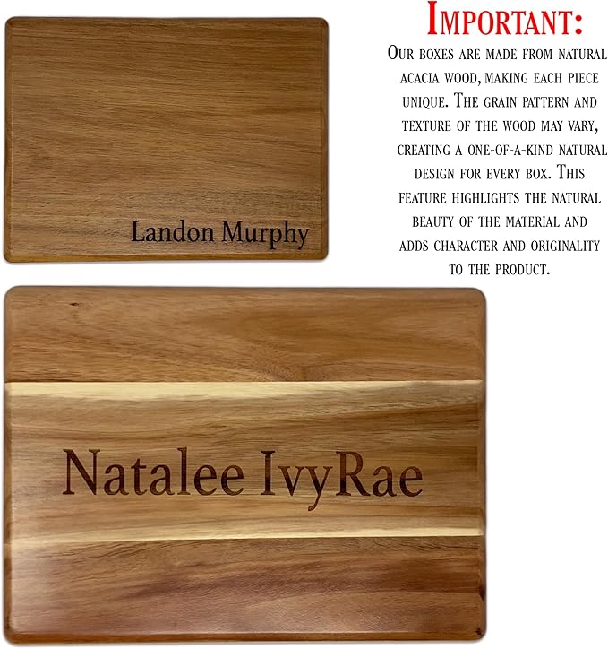 Keepsake Box for Wedding Anniversary - Customized Keepsake Box Engraved Connected Hearts with Names, 5 Years Anniversary, Acacia Wood Decorative Custom Memory Boxes, Surprise Love Message, 8x6x4 in