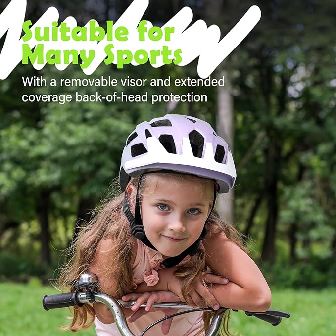 Kids Bike Helmet, 2 Size Adjustable for Youth Toddler Boys & Girls 3-5-8-10-12-14 Years, Child Helmets with Visor for Skating Cycling Scooter