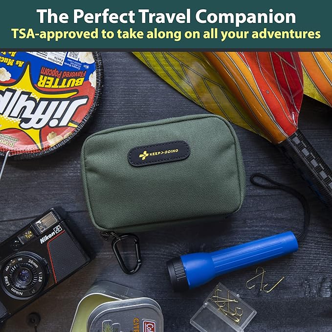 Keep Going Travel First Aid Kit for Kids – 130 Pc. for Car, Purse, Diaper Bag, Backpack, & Suitcase, with Latex-Free Bandages – 7 x 5 x 2 in. Travel First Aid Kit TSA-Approved