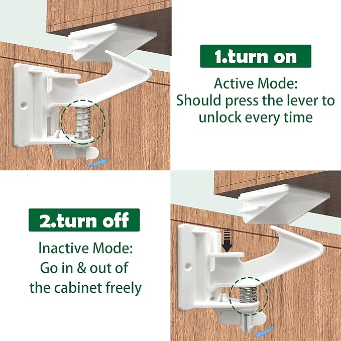 20 Pack Cabinet Locks Child Safety Latches - Vmaisi Baby Proofing Cabinets Drawers Lock - Upgraded Stronger Adhesive Easy Installation - No Drilling
