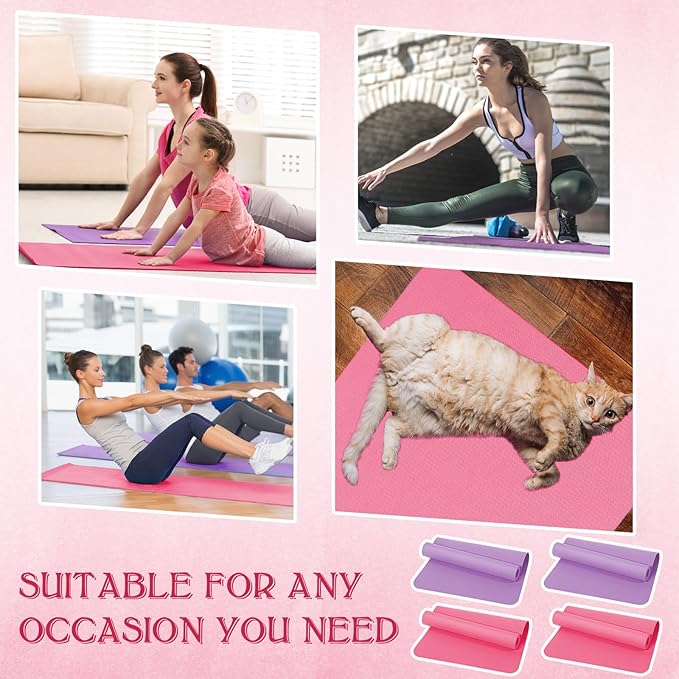 10 Pack Yoga Mats Bulk, 68'' x 24'' x 4mm Thick Yoga Mats for Kids and Adult Gym Mats Bundle Latex Free Exercise Mats with Non Slip Texture for Outdoor Yoga, Pilates or Workout