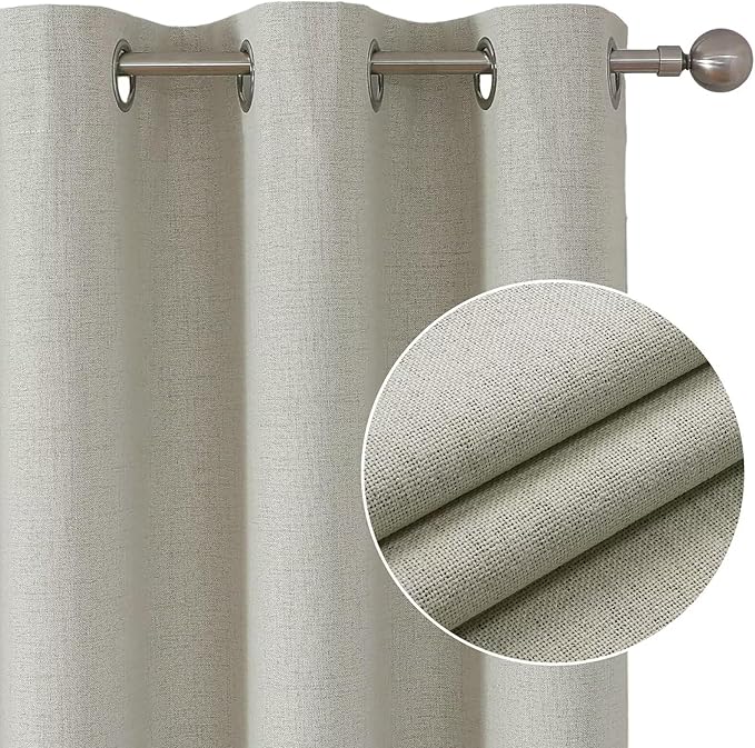 Joydeco Custom Light Beige Textured Total Blackout Curtain for Bedroom and Living Room. Grommet Textured Thermal Insulated Room Darkening Curtain 1 Panel (Custom Size and Color)