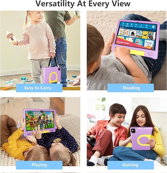 10.1 Inch Kids Tablet with Shockproof Case | Android 14, 64GB+8GB RAM, 12H Battery | Parental Control, Google Kids Space & Preloaded Educational Apps | WiFi 6, HD Display, Ages 3-12