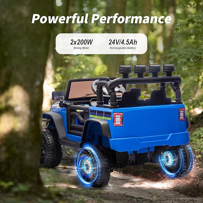 24V Kids Ride on Car, Kids Electric Vehicles Car Ride on Toy Truck for Toddlers w/Remote Control, 400W Motor - Blue