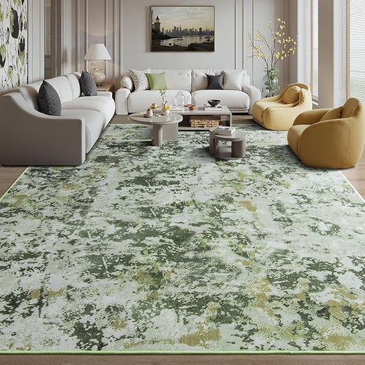 Kelarea 6x9 Rug for Living Room, Green Washable Non-Slip Rugs, Modern Abstract Large Rugs Low Pile Soft Carpet for Bedroom, Kitchen, Dining Room, Classroom, Dorm, Nursery, Home Office