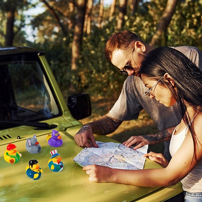 JOYIN 15 Pcs Rubber Ducks, Random Assortment Ducks Bulk with Mesh Carry Bag, Mini Rubber Duckies for Baby Bath Toys, Kids Toddler Summer Pool Toys Birthday Gifts Party Favors