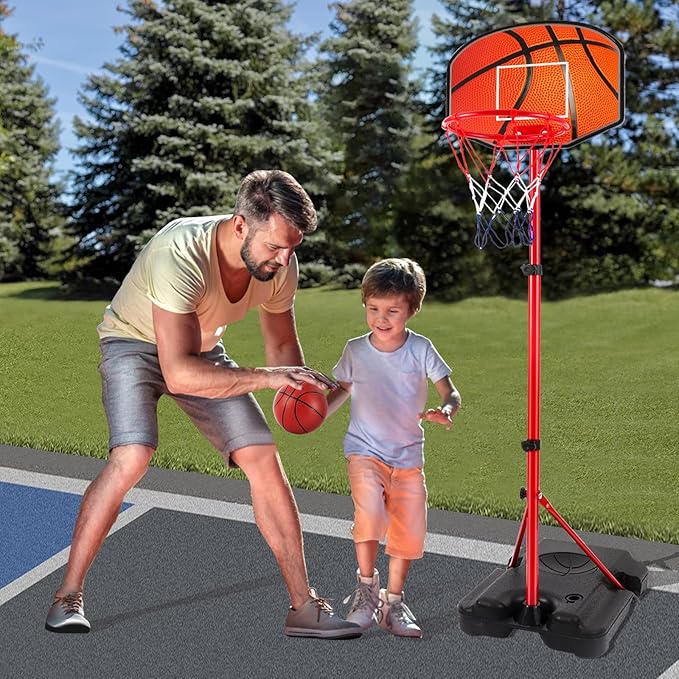 Kids Basketball Hoop for 1 2 3 4 5 6 Year Old Stand Adjustable Height 3.5ft-5.3ft Toddler Boy Basketball Hoop Indoor Mini Basketball Hoops Goal Ball Games Toys for Girl Boy Age 1-3 2-4 3-5