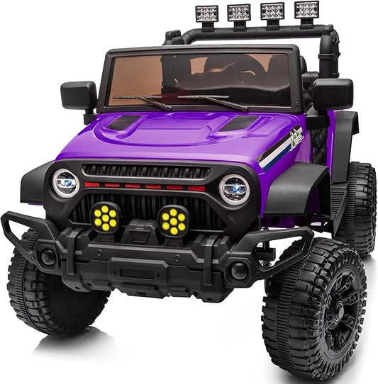 24V Kids Ride on Car, Kids Electric Vehicles Car Ride on Toy Truck for Toddlers w/Remote Control, 400W Motor - Purple