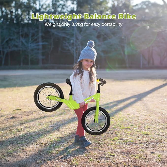 14" Kids Balance Bike for 3,4,5,6 Year Old Boys and Girls, Air Tires with Magnesium Alloy Frame, Lightweight No Pedal Toddler Training Bicycle