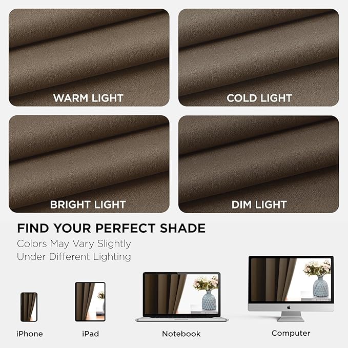 Joydeco Blackout Curtains 108 Inches Long 1 Panel, Thermal Insulated Long Curtains& Drapes 1 Piece, Room Darkening Grommet Drapes for Living Room Bedroom Window (W70 x L108 Inch, Khaki)