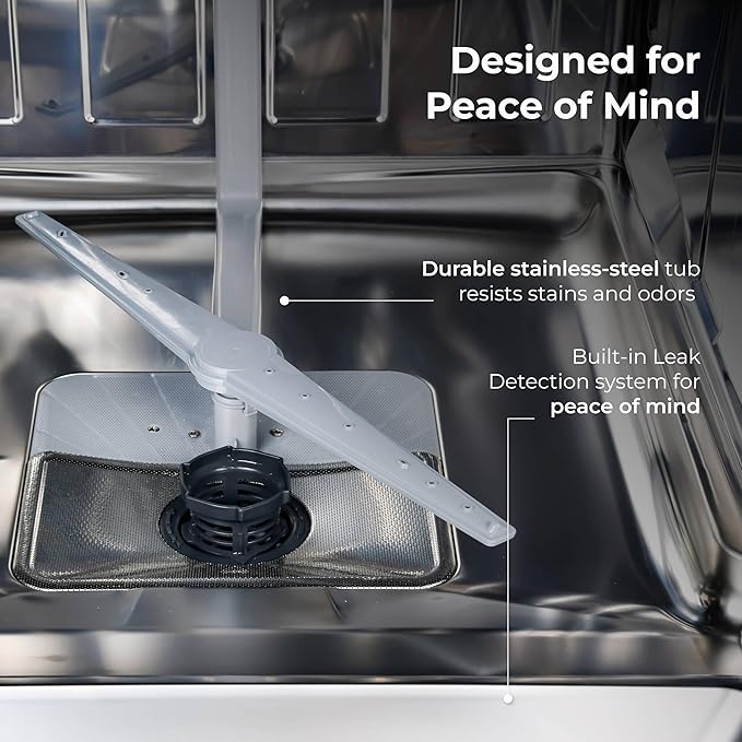 Kenmore 24" Built-in Stainless Steel Tub Dishwasher SmartWash, UltraWash, SmartDry Plus, MoreSpace Adjustable Rack and Leak Detect, Energy Star Certified, Black