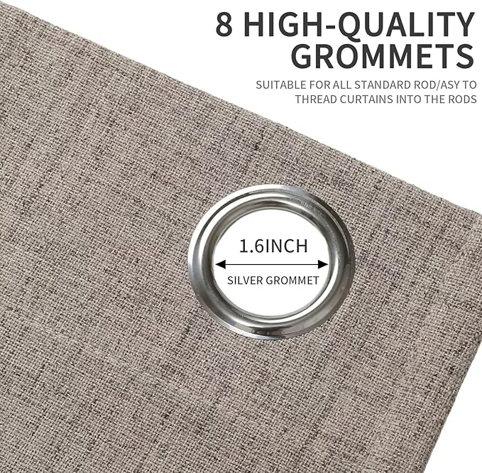 Joydeco Linen Blackout Curtains for Bedroom and Living Room, Faux Linen Look Black Out Grommet Textured Thermal Insulated Room Darkening Curtain 1 Panel Room Divider Curtains (Custom Size and Color)