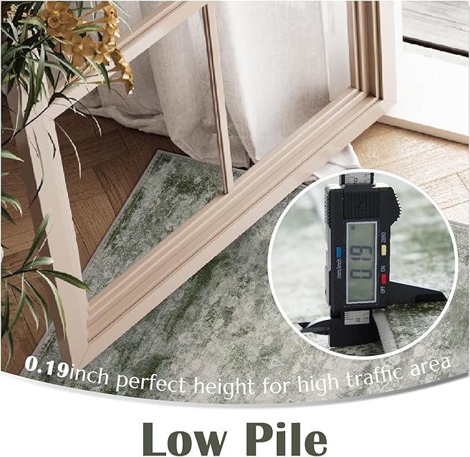 jinchan Green Runner Rug 2x5 - Machine Washable Vintage Floral Distressed Design Non-Slip Low-Pile Soft Thin Carpet for Hallway Kitchen Farmhouse Bedroom Entryway Laundry (2x5ft,Forest Green)