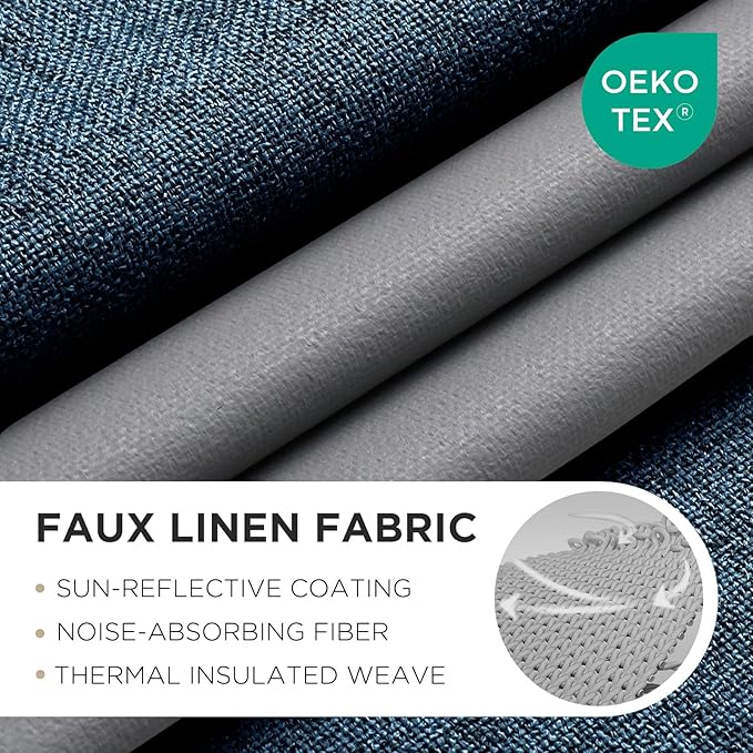 Joydeco Blackout Curtains 90 Inches Long 2 Panels Burg, Room Darkening Curtains for Bedroom, 100% Black Out Textured Thermal Drapes Privacy Protection 2 Panels Set(W52 x L90 Inch, Navy Blue)