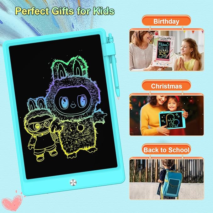 10.5 Inch LCD Writing Tablet for Kids, Colorful Toddler Doodle Board - Erasable Drawing Pad, Educational Learning Toy for Ages 3-8 - Valentine's Day Christmas Birthday Gifts (10.5 Inch, Blue)