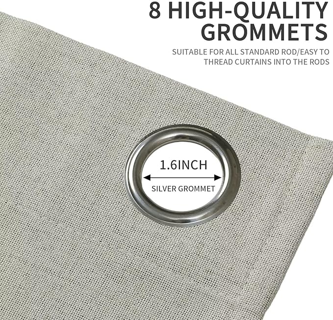 Joydeco Custom Light Beige Textured Total Blackout Curtain for Bedroom and Living Room. Grommet Textured Thermal Insulated Room Darkening Curtain 1 Panel (Custom Size and Color)