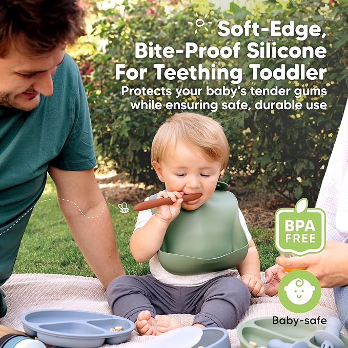 KeaBabies Silicone Baby Spoons, Self Feeding 6-12 months - 3-Pack Baby Weaning Eating Utensils,Toddler First Food Training Spoon,Infant,Kids Feeding Supplies Essential Set,Dishwasher-safe (Terracotta)