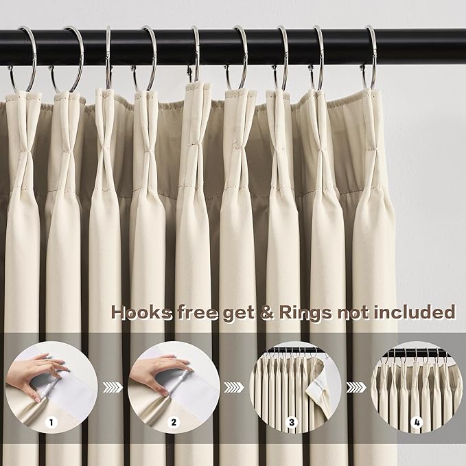 KEQIAOSUOCAI Blackout Sliding Glass Door Curtains 2 Panels Set,80 Inch Wide Room Divider Room Darkening Window Treatment Soundproof Track for Bedroom/Living Room 80 x 84 Inches Long, Cream Beige