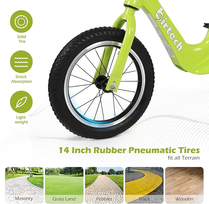 14" Kids Balance Bike for 3,4,5,6 Year Old Boys and Girls, Air Tires with Magnesium Alloy Frame, Lightweight No Pedal Toddler Training Bicycle