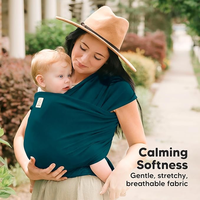 KeaBabies Baby Wrap Carrier - All in 1 Original Baby Carrier Newborn to Toddler Sling, Easy to Wear, Hands Free Bonding, Lightweight, Breathable Infant Wraps (Peacock Blue)