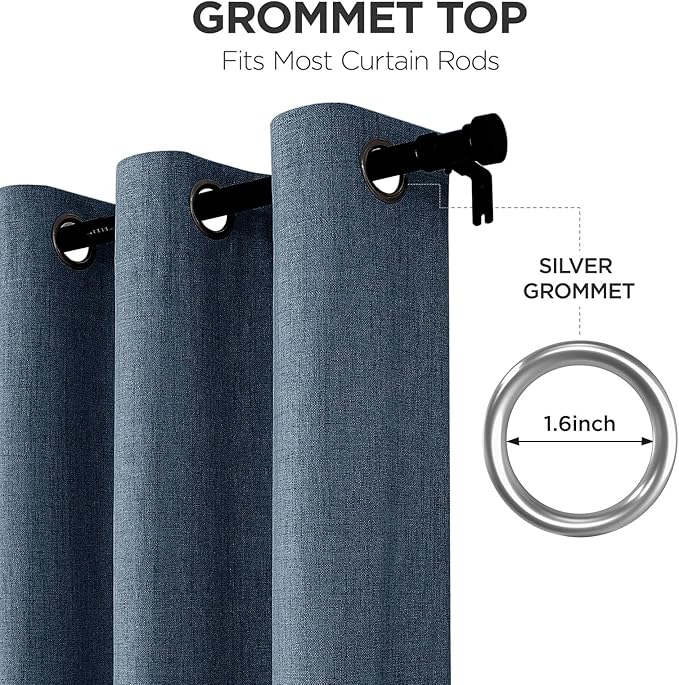 Joydeco Blackout Curtains 90 Inches Long 2 Panels Burg, Room Darkening Curtains for Bedroom, 100% Black Out Textured Thermal Drapes Privacy Protection 2 Panels Set(W52 x L90 Inch, Navy Blue)