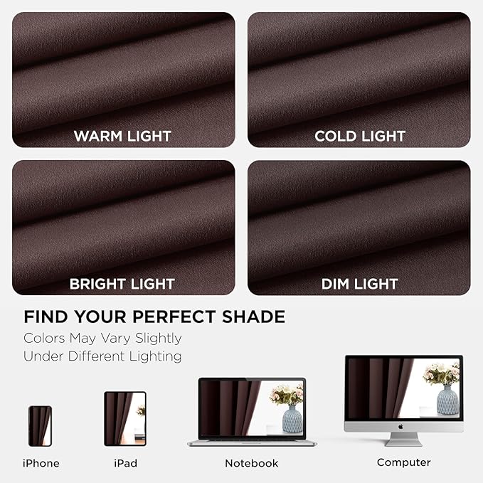Joydeco Blackout Curtains 90 Inches Long 1 Panel, Thermal Insulated Long Curtains& Drapes 1 Piece, Room Darkening Grommet Drapes for Living Room Bedroom Window (W70 x L90 Inch, Chocolate)